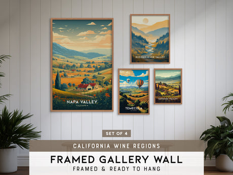 California Wine Country Gallery Wall | Russian River Valley & Temecula | Set of 4 Framed Prints