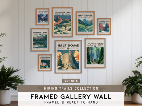 Hiking Trails Collection | Gallery Wall Set of 8 | Curated Gallery Wall Framed Print Set
