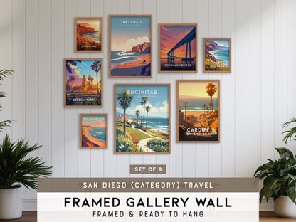 San Diego (category) Travel Gallery Wall | Set of 8 | Travel Art Prints | Large Wall Set