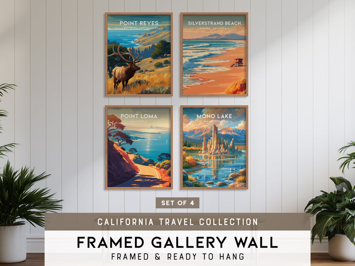 California Travel Collection | Gallery Wall Set of 4 | Matching Print Set | Wall Art Collection