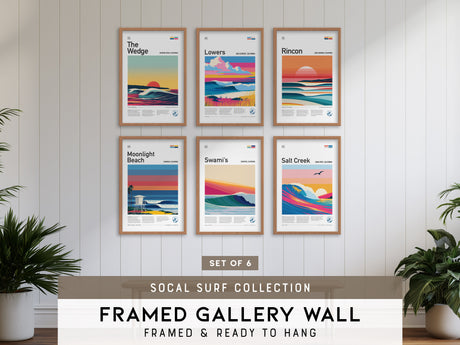 Southern California Surf Gallery Wall | Set of 6 | Surf Art Prints | Gallery Wall Kit