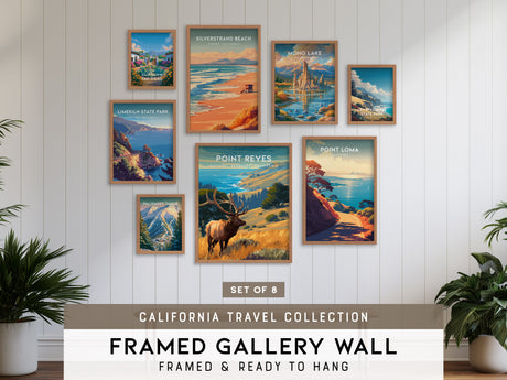 California Travel Collection | Gallery Wall Set of 8 | Multi Piece Wall Art | Framed Gallery Set