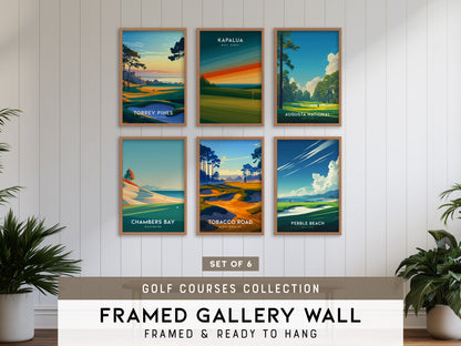 Golf Courses Gallery Wall | Kapalua & Augusta National | Set of 6 Matching Framed Prints