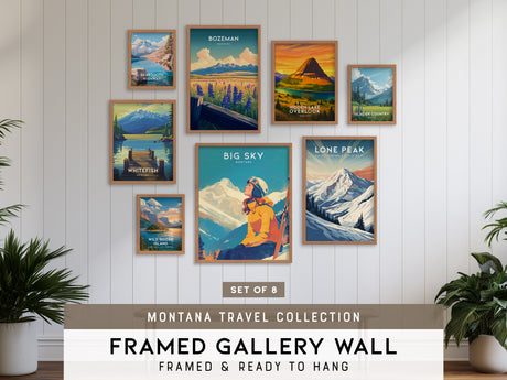 Montana Gallery Wall | Whitefish, Beartooth Highway & Glacier Country | Set of 8 Framed Prints