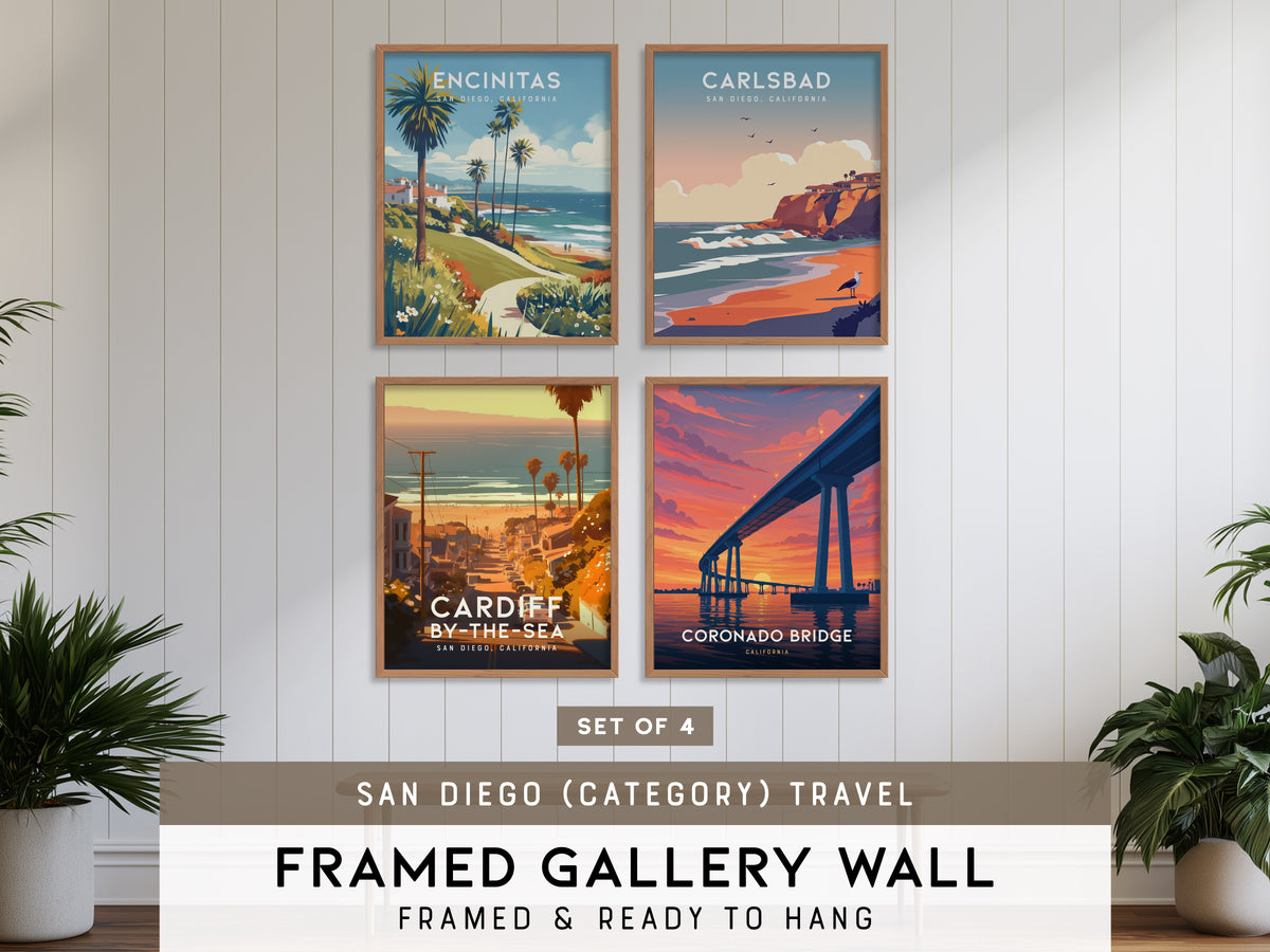 San Diego (category) Travel Gallery Wall | Set of 4 | Travel Art Prints | Matching Prints