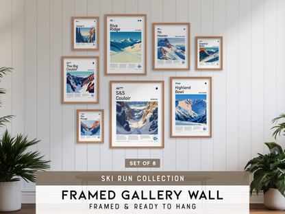 Ski Run Collection | Gallery Wall Set of 8 | Framed Gallery Set | Gallery Wall Kit