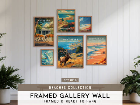 Beaches Collection Gallery Wall | Set of 6 | Ready to Hang Gallery Wall | Coastal Framed Wall Decor