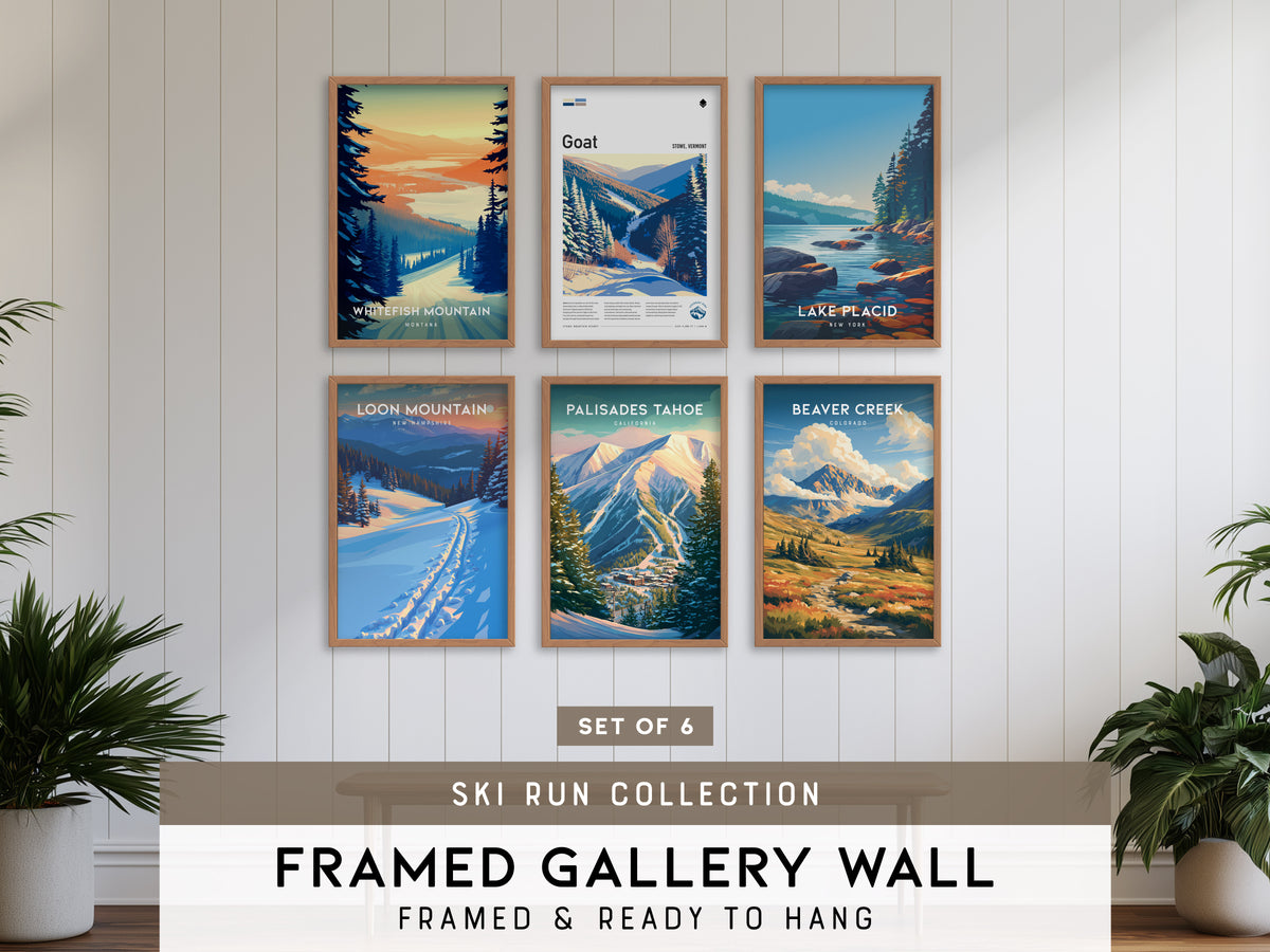 Ski Run Collection | Gallery Wall Set of 6 | Wall Art Collection | Framed Art Set
