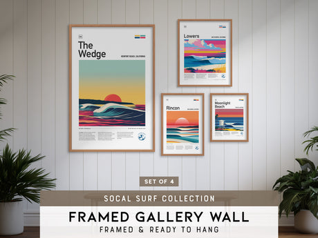 Southern California Surf Gallery Wall | Set of 4 | Surf Art Prints | Living Room Decor