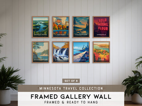 Minnesota Gallery Wall | Gooseberry Falls & Grand Marais | Set of 8 Matching Framed Prints