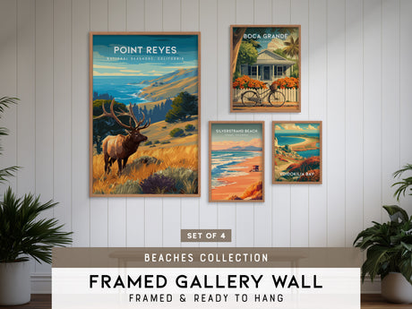 Beaches Collection Gallery Wall | Set of 4 | Framed Print Set | Coastal Wall Decor