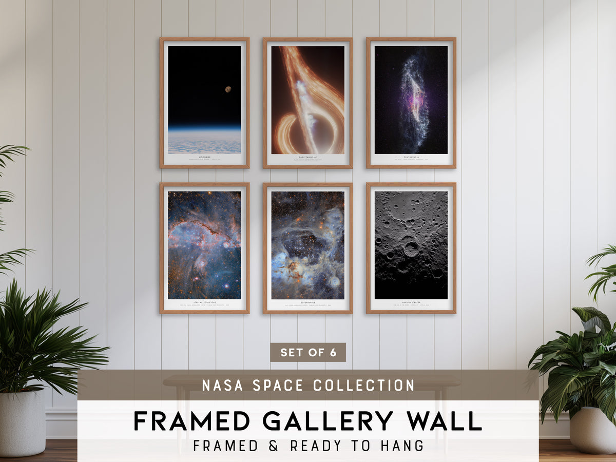 NASA Space Collection Gallery Wall | Set of 6 | Gallery Wall Kit & Framed Wall Decor