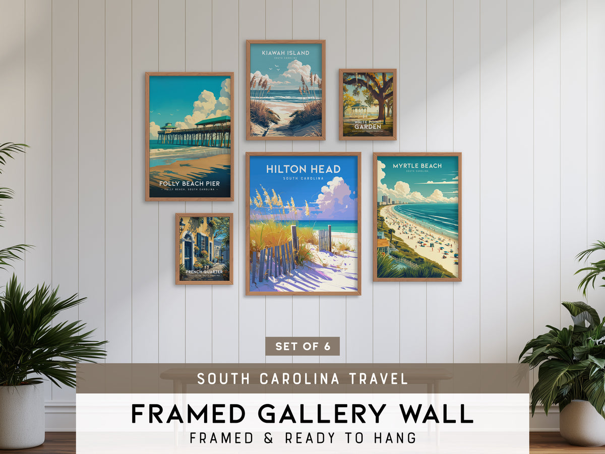 South Carolina Gallery Wall | Kiawah Island, Garden & French Quarter | Set of 6 Framed Prints