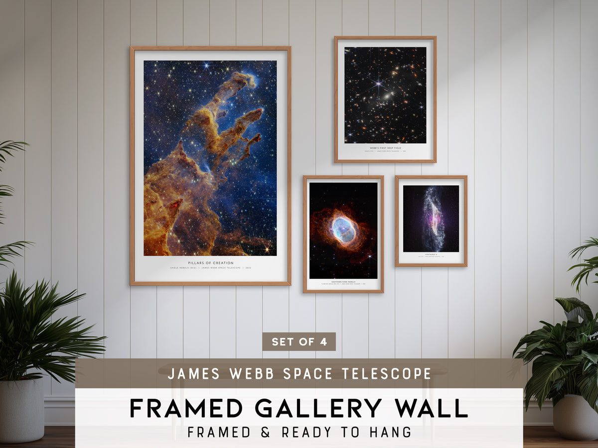 James Webb Space Telescope Gallery Wall | Set of 4 | Space Art Prints | Living Room Decor