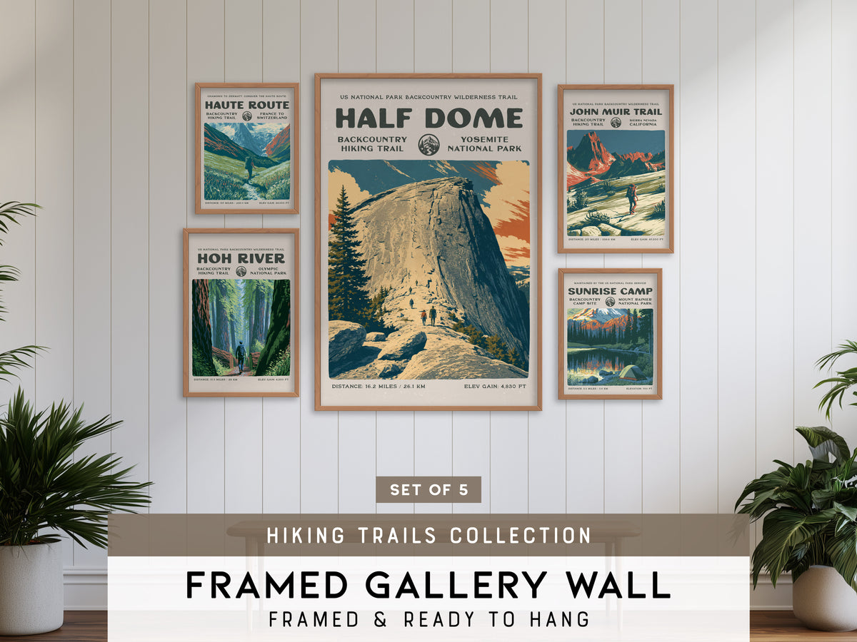Hiking Trails Collection | Gallery Wall Set of 5 | Multi Piece Wall Art | Art Print Bundle
