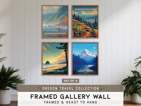 Oregon Gallery Wall | Cannon Beach & Mount Hood | Set of 4 Matching Framed Prints