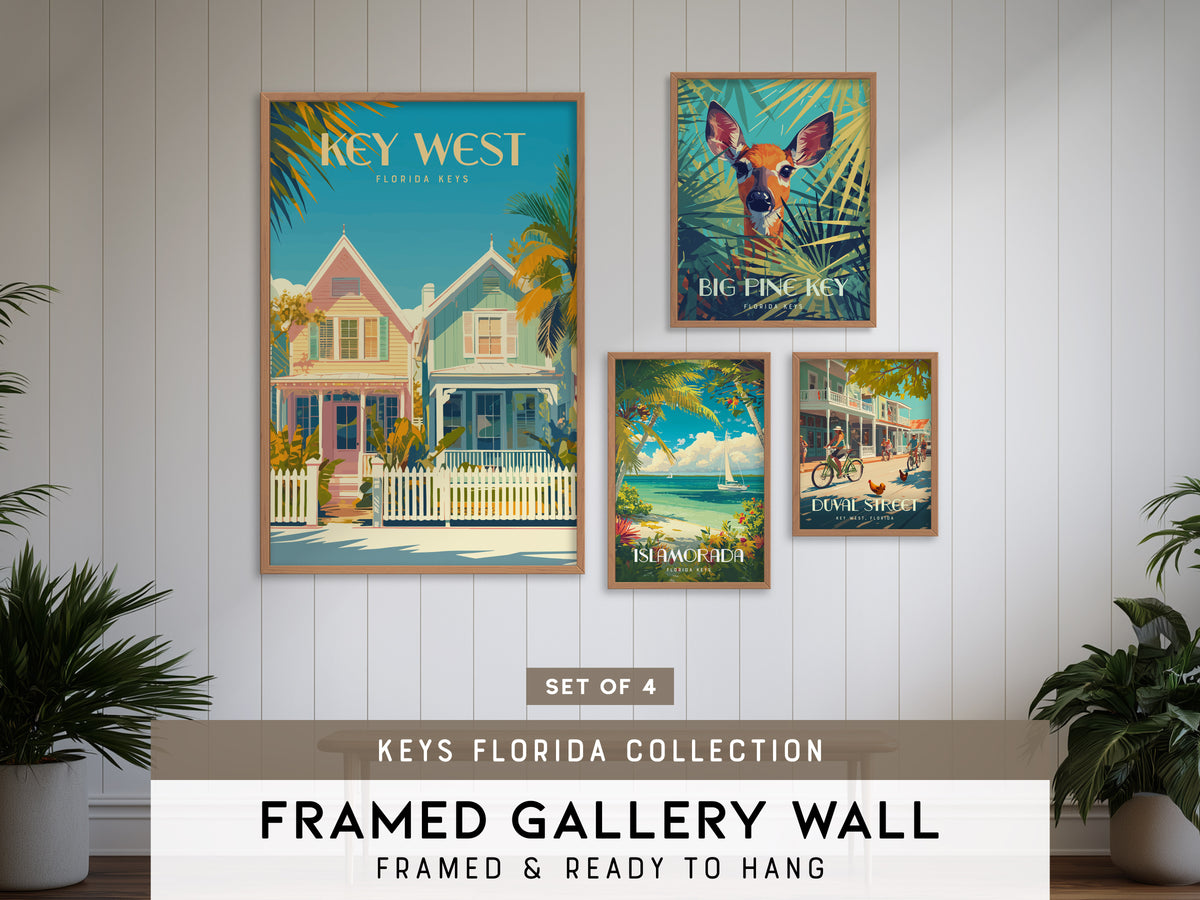Keys Florida Gallery Wall | Set of 4 | Art Print Set | Living Room Decor