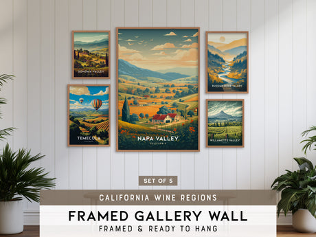 California Wine Country Gallery Wall | Temecula & Sonoma Valley | Set of 5 Framed Prints