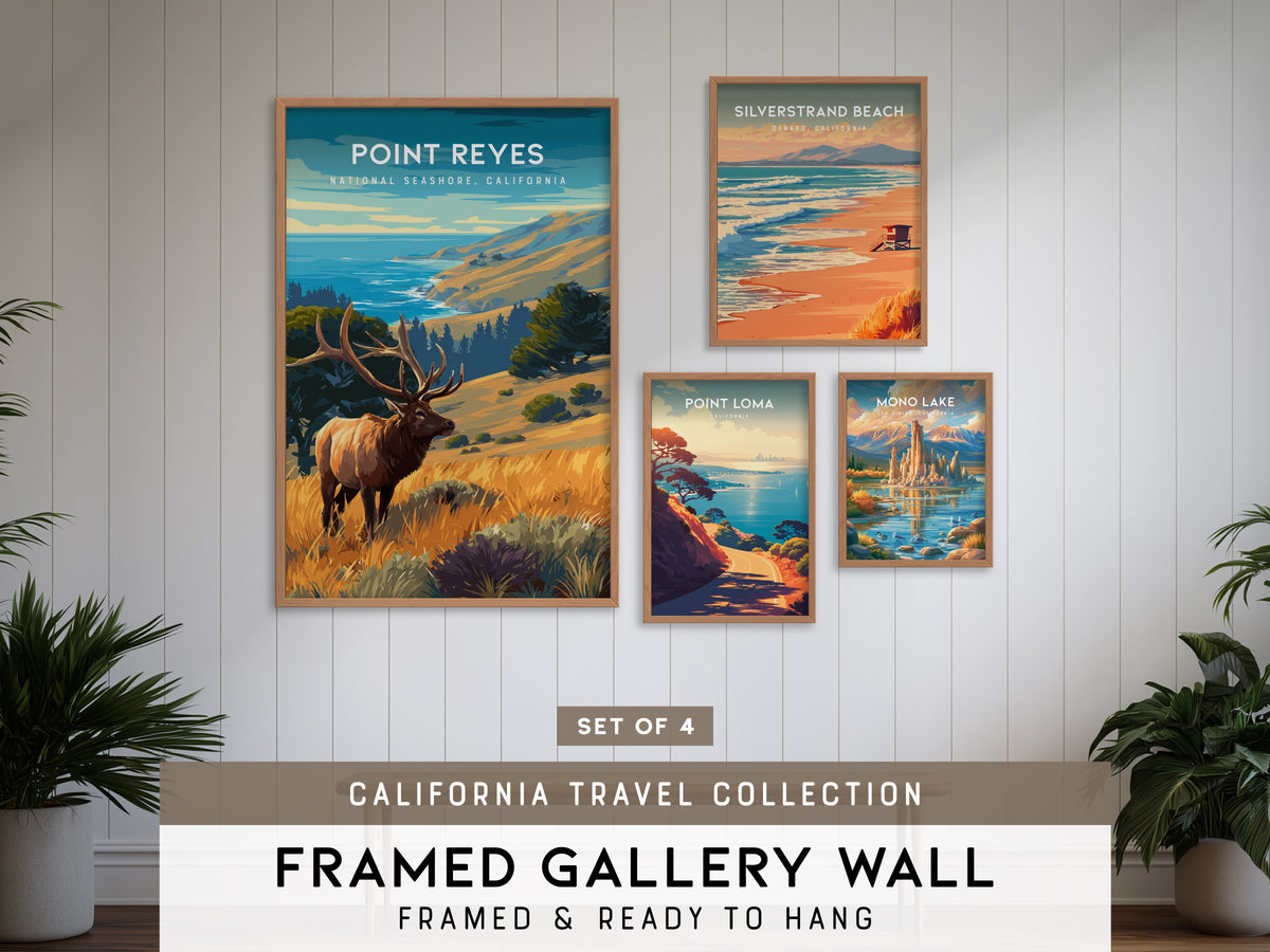California Travel Collection | Gallery Wall Set of 4 | Curated Gallery Wall | Framed Print Set