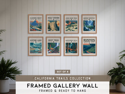 California Trails Gallery Wall | Mist Trail | Set of 8 Matching Framed Trail Prints