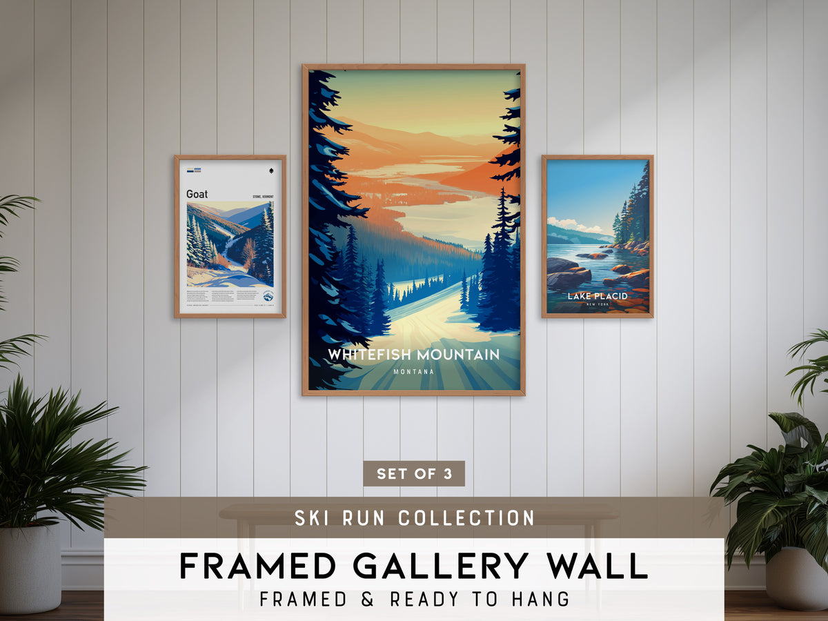 Ski Run Collection | Gallery Wall Set of 3 | Framed Art Set | Multi Piece Wall Art