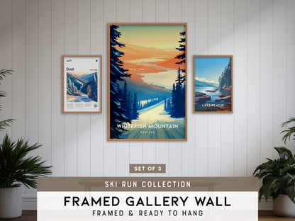 Ski Run Collection | Gallery Wall Set of 3 | Framed Art Set | Multi Piece Wall Art