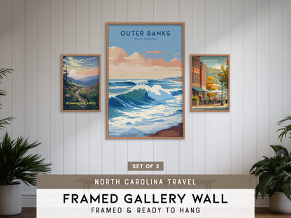 North Carolina Gallery Wall | Outer Banks, Roan Highlands & Asheville | Set of 3 Framed Prints