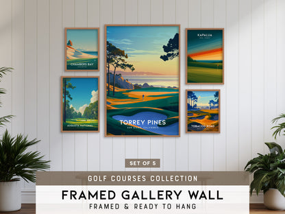 Golf Courses Gallery Wall | Augusta National & Chambers Bay | Set of 5 Framed Prints