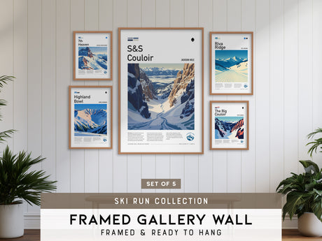 Ski Run Gallery Wall | Set of 5 | Ski Art Prints | Office Wall Art