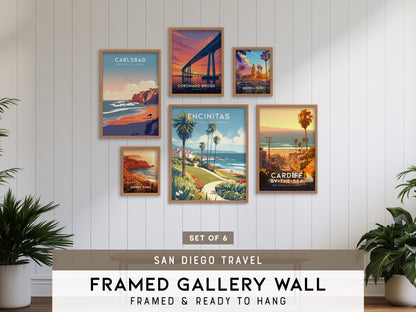 San Diego Gallery Wall | Coronado Bridge, Balboa Park & Torrey Pines | Set of 6 Framed Prints