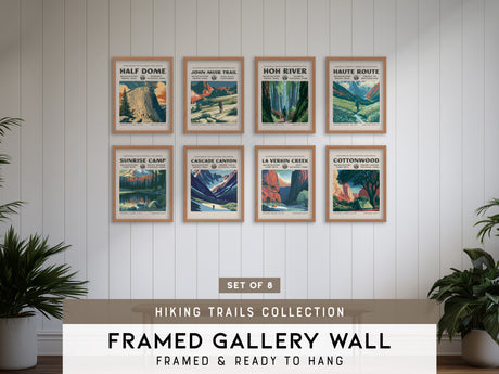 Hiking Trails Collection | Gallery Wall Set of 8 | Matching Print Set | Framed Wall Decor