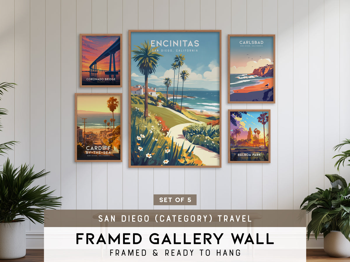 San Diego (category) Travel Gallery Wall | Set of 5 | Travel Art Prints | Office Wall Art