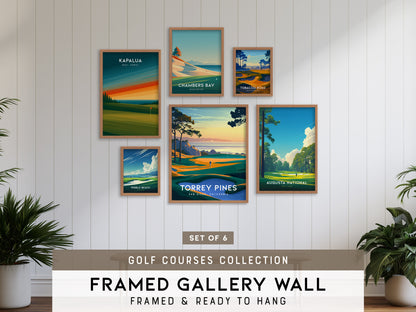 Golf Courses Gallery Wall | Chambers Bay, Tobacco Road & Pebble Beach | Set of 6 Framed Prints