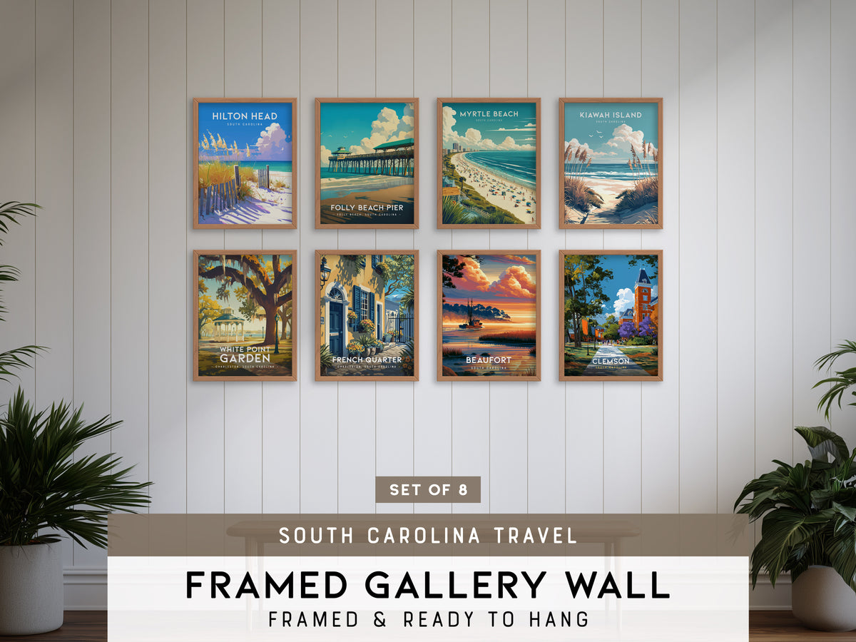 South Carolina Gallery Wall | French Quarter & Beaufort | Set of 8 Matching Framed Prints