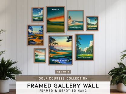 Golf Courses Gallery Wall | Tobacco Road & Pebble Beach | Set of 8 Framed Prints