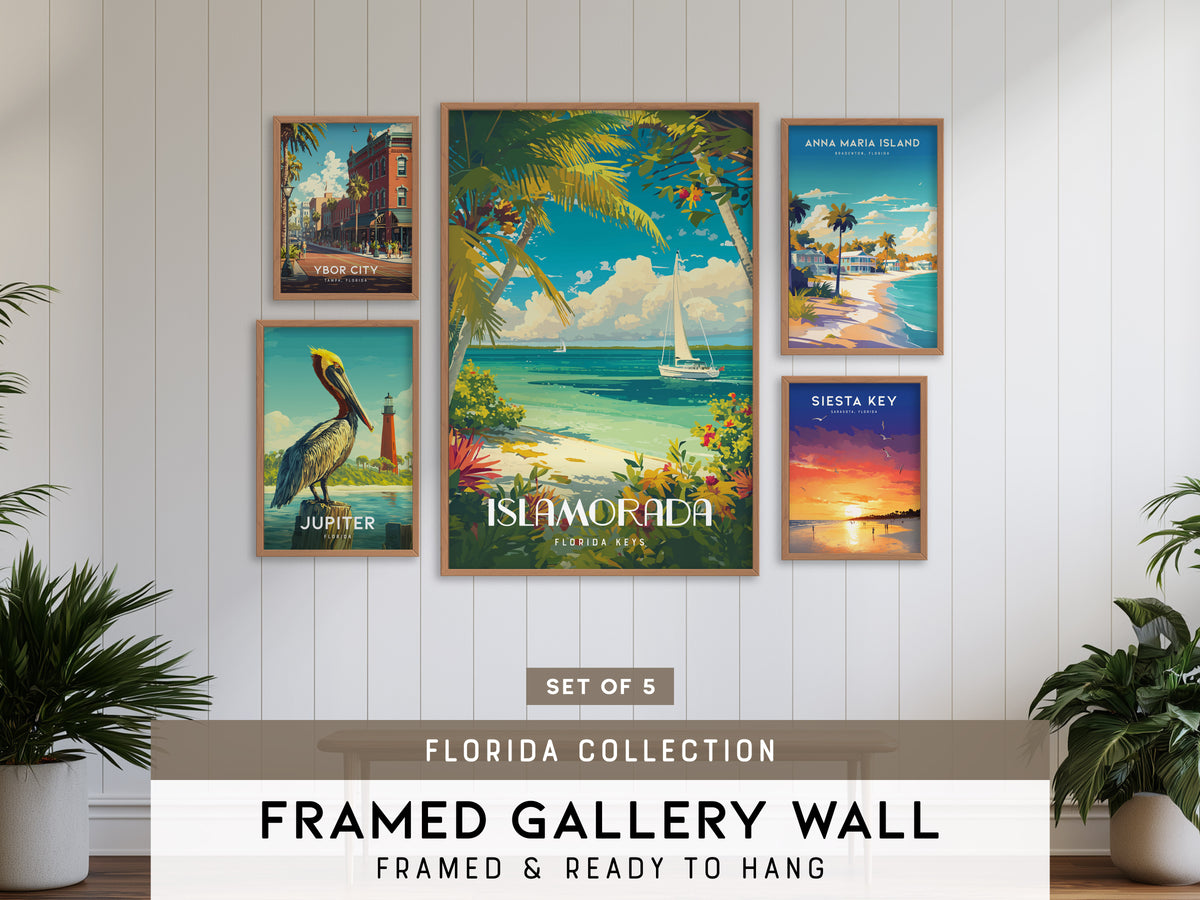 Florida Gallery Wall | Set of 5 | Art Print Set | Office Wall Art