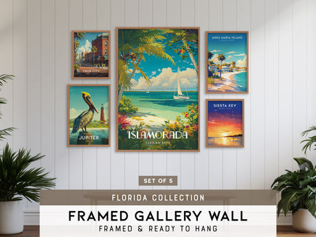 Florida Gallery Wall | Set of 5 | Art Print Set | Office Wall Art
