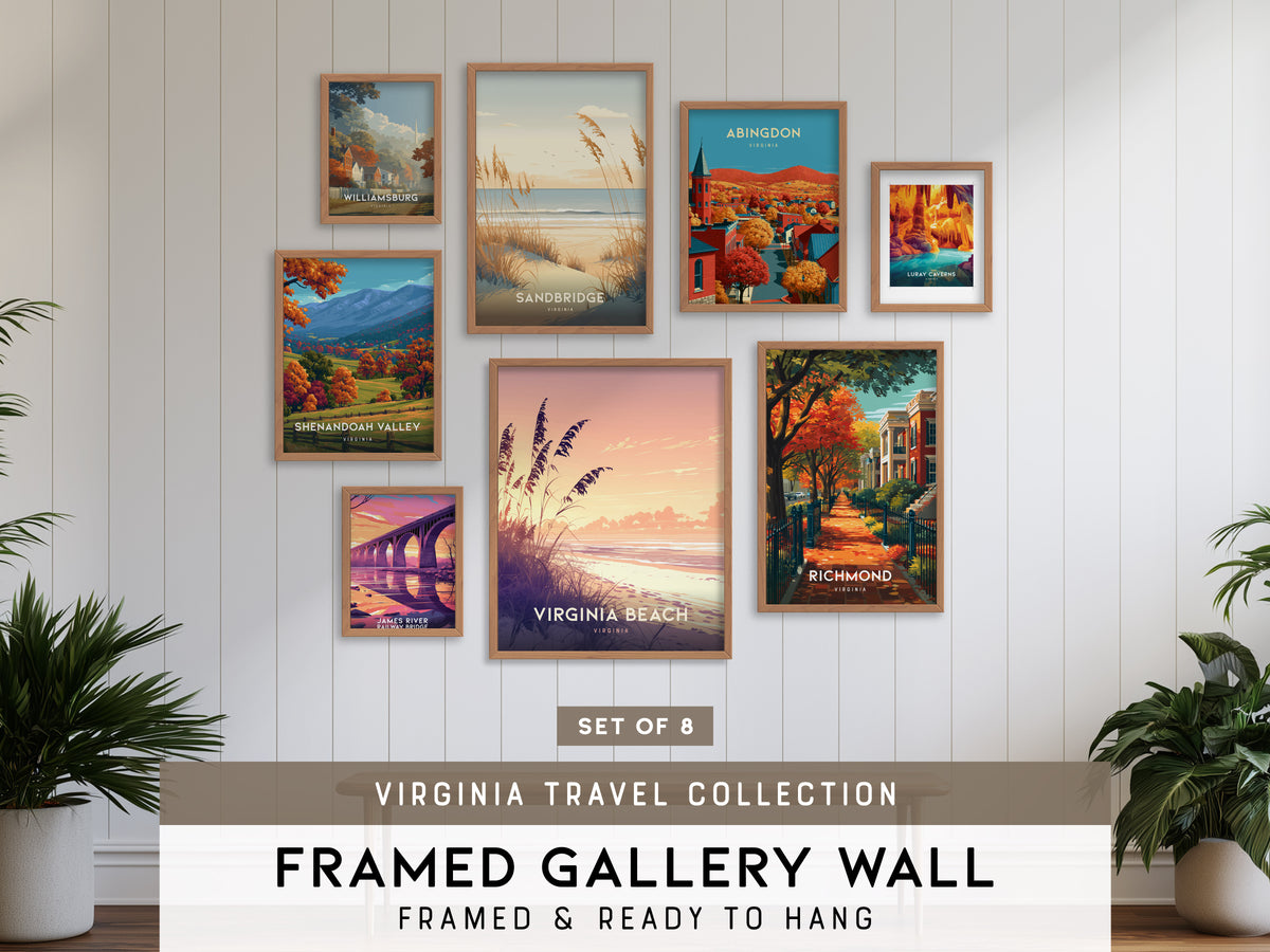 Virginia Gallery Wall | Shenandoah Valley & Williamsburg | Set of 8 Framed Prints