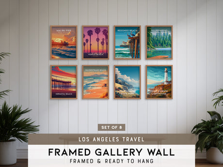 Los Angeles Travel Gallery Wall | Set of 8 | Travel Art Prints | Bedroom Wall Art
