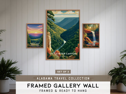 Alabama Travel Collection | Gallery Wall Set of 3 | Framed Art Set | Pen & Ink