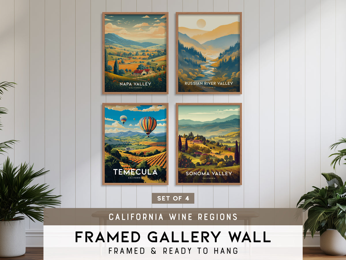 California Wine Country Gallery Wall | Temecula | Set of 4 Matching Framed Prints