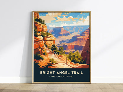 Bright Angel Trail, Grand Canyon National Park, Arizona - Wall Art Poster Design Travel Print Hiker Backpacker Adventure Gift