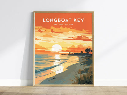 Longboat Key, Sarasota, Florida - Wall Art Poster Design Travel Beach Sunset Island Life Vacation Lifestyle Print Gift Collection Set