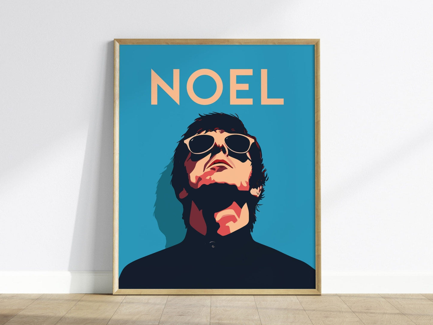 Noel Gallagher Wall Art Poster | Oasis Fan Rock Star Icon Framed Print Minimal Design High Flying Birds Guitarist Portrait Brit Decor Gift