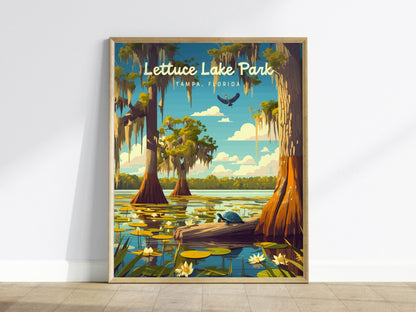 Lettuce Lake Park, Tampa, Florida Framed Wall Art, Hillsborough River Nature Conservation Poster Design Travel Print Cypress Home Decor Set