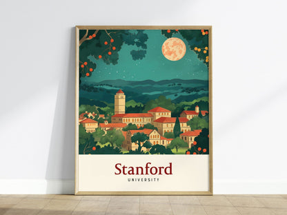 Stanford University Travel Poster, Stanford Travel Wall Art, California Stanford Wall Art, University Campus Travel Wall Decor, Airbnb Decor