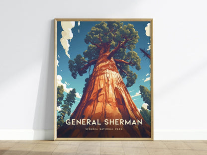 General Sherman Tree, Sequoia National Park Framed Travel Print, Sequoia National Park Travel Poster, National Parks Traveler Gift Souvenir