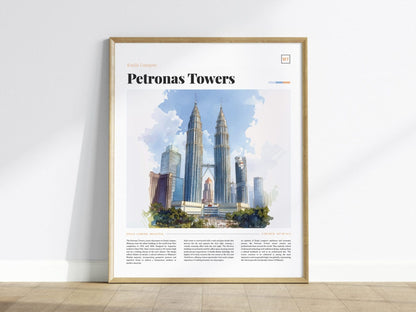 Kuala Lumpur Skyline Framed Poster, Petronas Towers Malaysia Poster, Kuala Lumpur Art, Kuala Lumpur Print, Malaysia Petronas Towers Decor