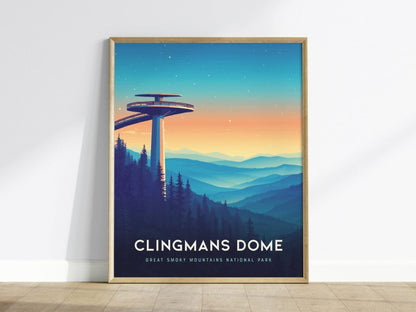 Clingmans Dome at Great Smoky Mountains National Park Framed Travel Print, Great Smoky Mountain National Park Travel Poster, Clingmans Trail