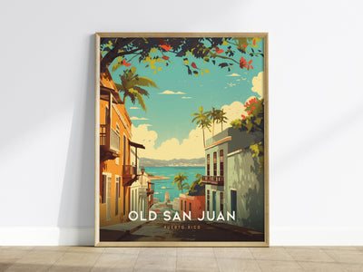 Old San Juan Poster | Puerto Rico Historic District Wall Art Print